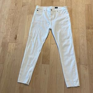 AG White Farrah High Rise Skinny Ankle Jeans